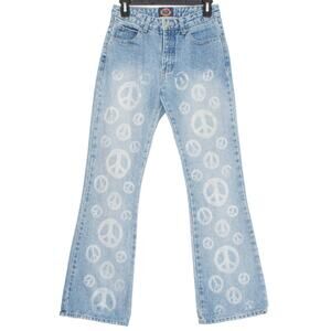 Paris Blues Vintage Y2K Peace Sign Flare Jeans Hippie Festival Indie Sleaze 5 25
